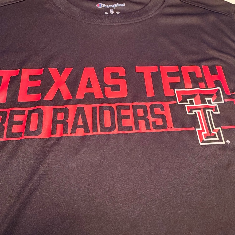 Champion Texas Tech Red Raiders Black T-Shirt with Logo Size Medium - Picture 2 of 4